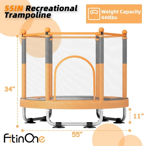 Miniatura 5 de Fitinone - Cama elástica para niños, de 5 pies, para interiores y exteriores, con malla de seguridad, regalos de cumpleaños para niños, regalos