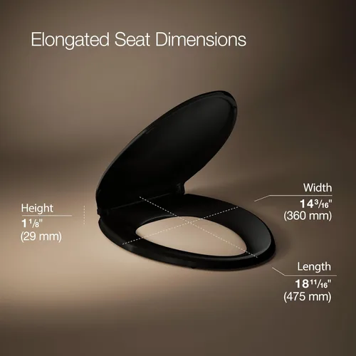 Miniatura 3 de KOHLER 4636-RL-7 Cachet ReadyLatch - Asiento de inodoro alargado de cierre lento, asiento de inodoro de cierre suave con tapa silenciosa, topes Negro