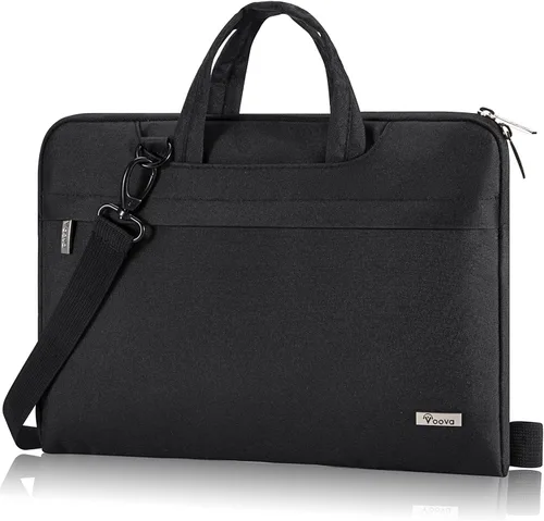 Miniatura 10 de Voova - Bolso de hombro para laptop de 14, 15, 15.6, 17, y 17.3 pulgadas, funda de transporte, maletín cruzado con correa Negro