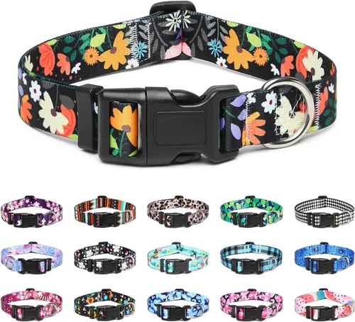 Miniatura 34 de Mercano Collar ajustable para perros - Diseños especiales con patrones, collar suave de nylon cómodo y resistente para perros pequeños, medianos