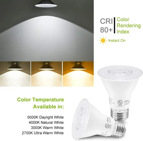 Miniatura 3 de Bombilla LED Par20 de 7 W (equivalente a 50 W), con certificación UL, 2700 K, luz blanca ultra cálida regulable, 500 lúmenes, base E26, iluminación