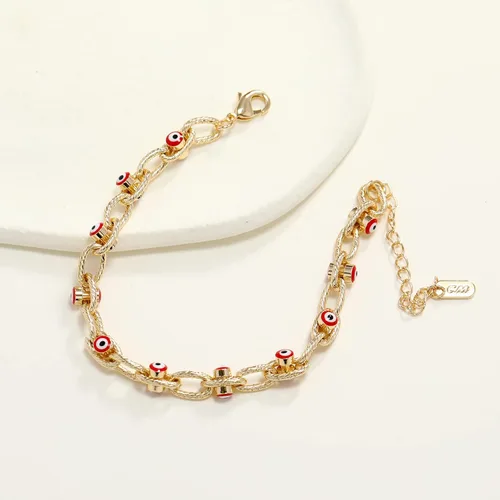 Miniatura 2 de sineed Pulsera de mal de ojo chapado en oro de 14 quilates, joyería de moda, ajustable, de buena suerte, pulsera de cadena de acero inoxidable