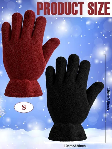 Miniatura 2 de SATINIOR 3 pares de guantes de invierno de forro polar para niños y niñas, guantes cálidos para niños y niñas, suministros de actividades al aire