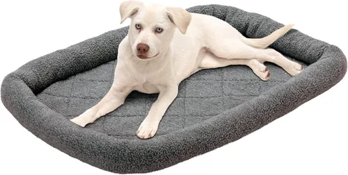 Furhaven Cama para Perros para Perros Grandes/Medianos, 100% Lavable, Dimensionada para Adaptarse a Jaulas - Almohadilla de Jaula con Borde de Forro