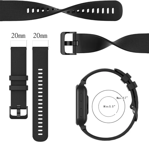 Miniatura 3 de Bandas compatibles con Garmin Venu/VenuSq Sq2/Venu2 Plus/Forerunner 55 165/Vivoactive 6 5, correas de silicona suave de liberación rápida de 0.787