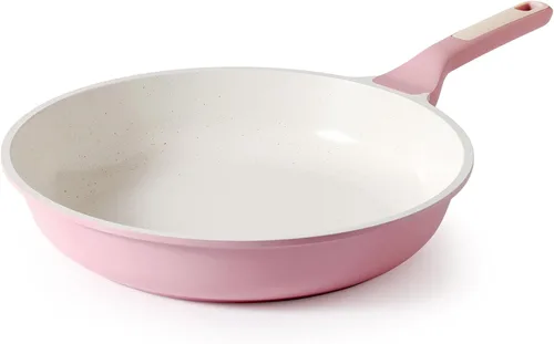 Miniatura 12 de SENSARTE Sartén antiadherente de cerámica de 8 pulgadas, sartén saludable no tóxica, sartén para tortilla compatible con inducción con mango Blanco