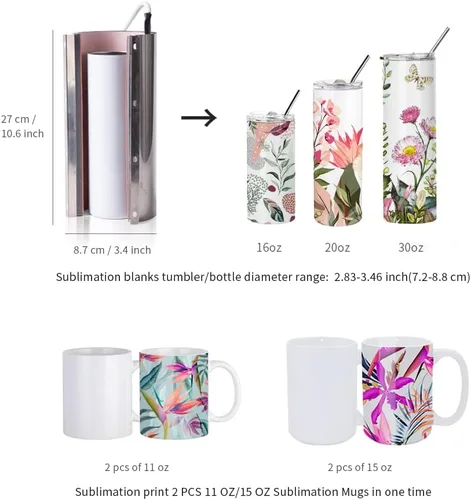Miniatura 5 de PYD Life Máquina de prensa térmica de vaso de 110 V, máquina de prensa de tazas azules para sublimación recta de 30 onzas, 20 onzas, 16 onzas, vasos