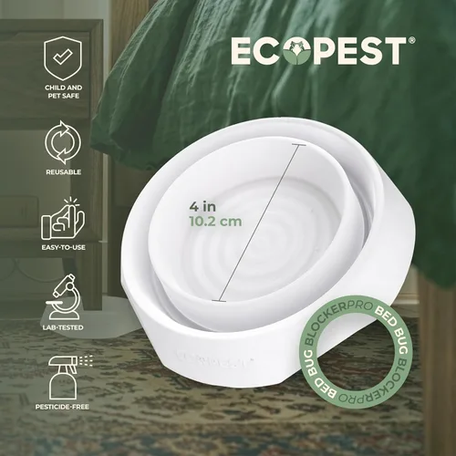 Miniatura 15 de Interceptores de insectos de cama – Paquete de 8 Trampas interceptoras bloqueadoras de chinches (Pro) (blanco) Trampa de insectos, monitor