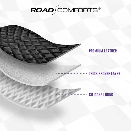 Miniatura 8 de Road Comforts Funda de Volante de Cuero – Negro y Morado, Ajuste Universal 14.5-15 Pulgadas, Cuero de Microfibra, Diseño Antideslizante y Púrpura