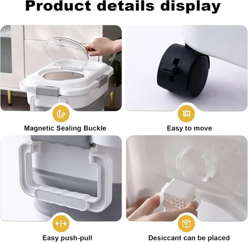 Miniatura 3 de SEWIU Paquete de 2 contenedores de almacenamiento de comida para perros de 25 lbs, contenedor de comida para perros plegable con cuchara