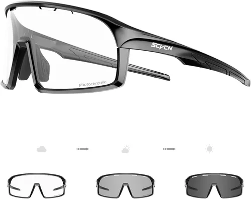 SCVCN Photochromic Cycling Glasses Sport Sunglasses Clear MTB BMX Men Women Running Driving S145 Marco negro