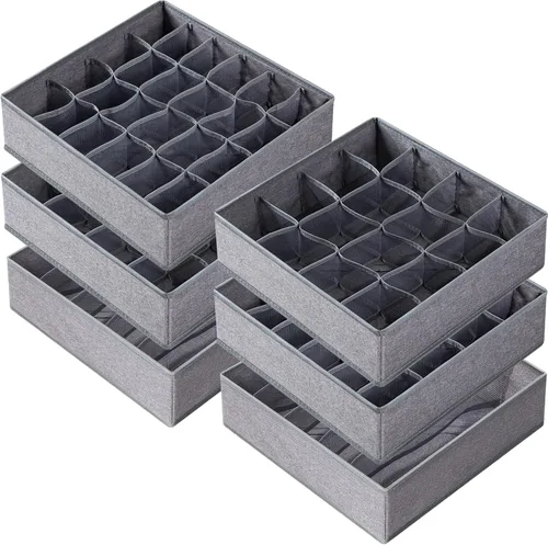 Miniatura 13 de Criusia Organizador de Cajones para Ropa de 6 Piezas - 90 Celdas Organizadores de Closet y Almacenamiento para Cuarto de Bebé - Organizador de Beige