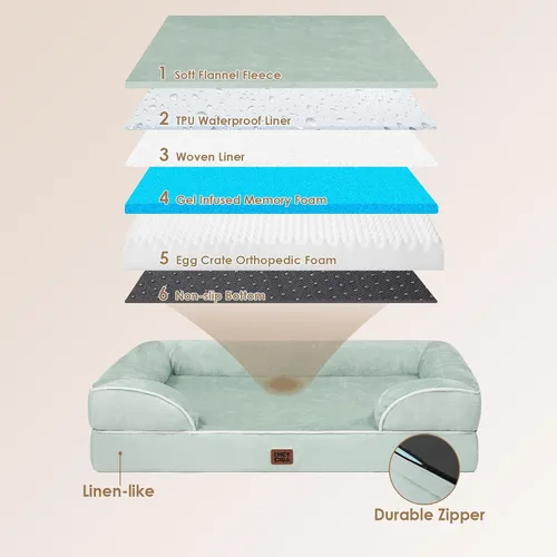 Miniatura 279 de EHEYCIGA – Cama ortopédica impermeable para perros pequeños, de espuma viscoelástica tipo caja de huevos, con bordes elevados y base antideslizante