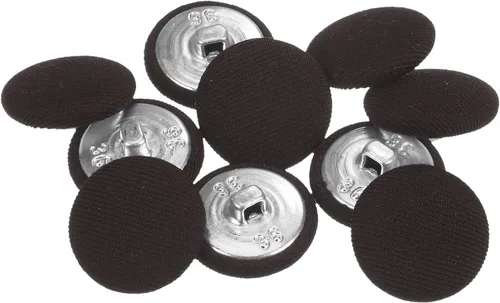 Miniatura 23 de HARFINGTON 10 botones de tela de 24L cubiertos de tela de 0.59 pulgadas, vástago de metal, botones de costura redondos para trajes, blusas de Azul