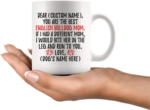 Miniatura 2 de Taza personalizada con diseño de bulldog inglés para mamá, bulldog británico, taza de mamá de perro bulldog inglés, regalo del dueño de bulldog