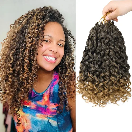 Miniatura 71 de 7 paquetes de cabello rizado de ganchillo GoGo de 6 pulgadas, pelo corto, para mujeres, rizos de playa, trenzas de ganchillo de torsión profunda