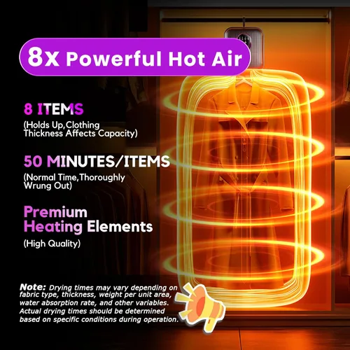 Miniatura 2 de Secadora de ropa portátil, mini secadora portátil para ropa, tiempo normal de 50 minutos/artículos, ajuste de tiempo, limpieza profunda a nivel