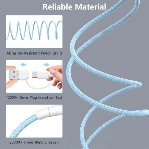 Miniatura 8 de Travel Essentials - Cable de carga 3 en 2 para cargador de Apple Watch, cargador de iPhone, cable de carga rápida USB C compatible con iWatch Series