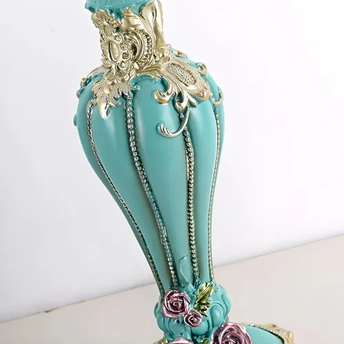 Miniatura 6 de Lámpara de mesa inteligente victoriana con cuentas de cristal y acabado dorado, base de resina verde esmeralda, enchufe E26 para dormitorio, Verde 1
