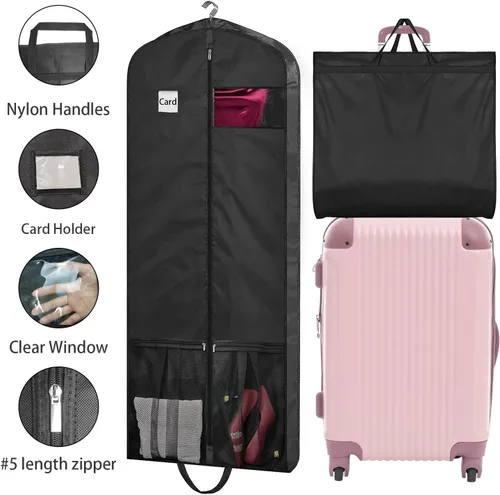 Miniatura 3 de Bolsas de vestir para vestidos largos, bolsas de ropa de 65 pulgadas para colgar ropa, bolsas de vestir para almacenamiento en armario y viajes