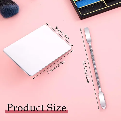 Miniatura 2 de Paleta de mezcla de maquillaje Paleta de base de acero inoxidable con espátula Paleta cosmética profesional para mezclar base, sombra de ojos, uñas