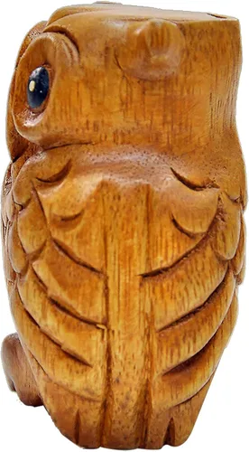 Miniatura 7 de Juego de 3 instrumentos de percusión de madera hechos a mano con animales, rana de madera de 4 pulgadas, grillo de madera de 4 pulgadas y búho