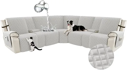 Miniatura 85 de Arfntevss Fundas para sofá seccional reclinable para sofá seccional en forma de L, funda antideslizante lavable para sofá reclinable con forma de L