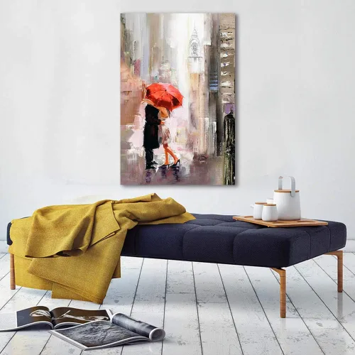 Miniatura 5 de RUISHI Lienzo decorativo para pared, impresiones giclée modernas, paisaje urbano de Nueva York, pintura romántica, amantes bajo el paraguas rojo