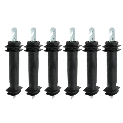 Miniatura 5 de 2 piezas de valla eléctrica de plástico resistente puerta manija aisladores con resorte (negro)