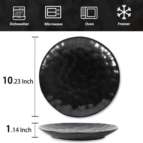 Miniatura 4 de vicrays Juego de 6 platos llanos de cerámica, 10 pulgadas, aptos para microondas, horno, lavavajillas, redondos, porcelana acanalada, adecuados