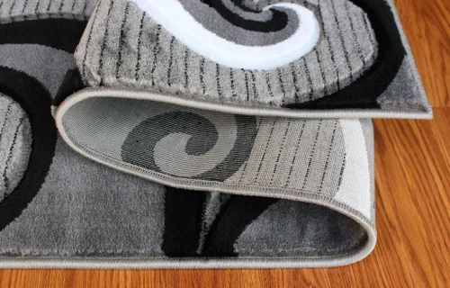 Miniatura 6 de Masada Rugs, Colección Sophia - Alfombra de área tallada a mano, moderna contemporánea, gris, blanco, negro (2 pies x 7 pies 3 pulgadas) - Pasillo