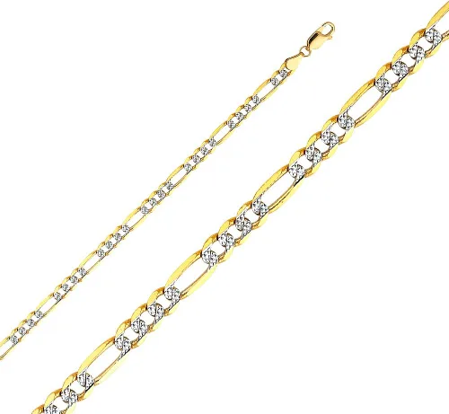 Miniatura 2 de Wellingsale Cadenas Figaro de oro macizo de 14 quilates (Seleccionar opciones)