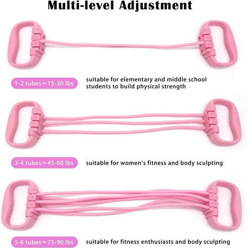 Miniatura 2 de Resistance Bands with Handles for Women 15-90LBS-6 Tube Adjustable Silicone Exercise Bands Set for Arm Back Exercise, Stretch Bands for Yoga
