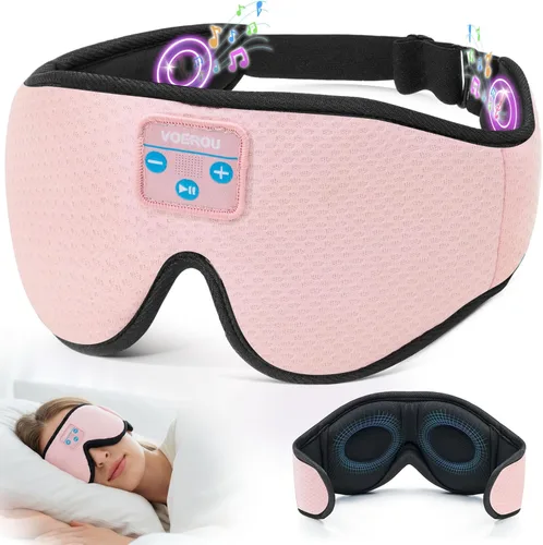 Miniatura 9 de Voerou Sleep Headphones 5.2 - Máscara de dormir Bluetooth con música y altavoces ultrafinos, perfectos para dormir, viajar en avión, meditación