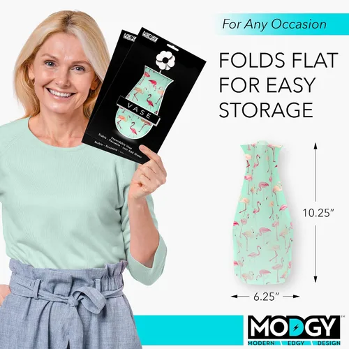 Miniatura 6 de MODGY Florero expandible, plástico decorativo moderno plegable impreso jarrones para centros de mesa para bodas, mesa de comedor, decoración