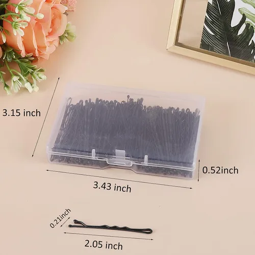 Miniatura 2 de Laicky Bobby Pins, 200 horquillas negras para el cabello con caja para mujeres, damas y niñas, pasador de pelo ondulado invisible, pasador