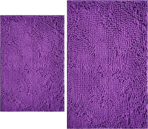 Miniatura 37 de Juegos de alfombras de baño de 2 piezas, alfombra de baño de felpilla extra suave ultra absorbente, alfombra de baño con base antideslizante de PVC