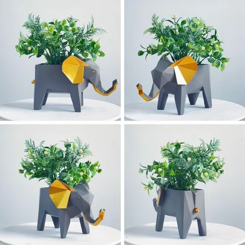 Miniatura 3 de HAUCOZE Maceta de estatua de elefante, maceta para suculentas, escultura de animal moderna, decoración del hogar, regalo para sala de estar
