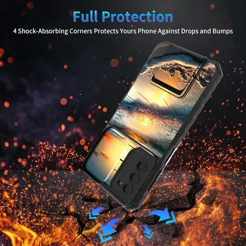 Miniatura 504 de Funda para Samsung Galaxy S22 Ultra 5G, Galaxy S22 Ultra con cubierta de cámara deslizante, funda resistente de doble capa con función atril Black