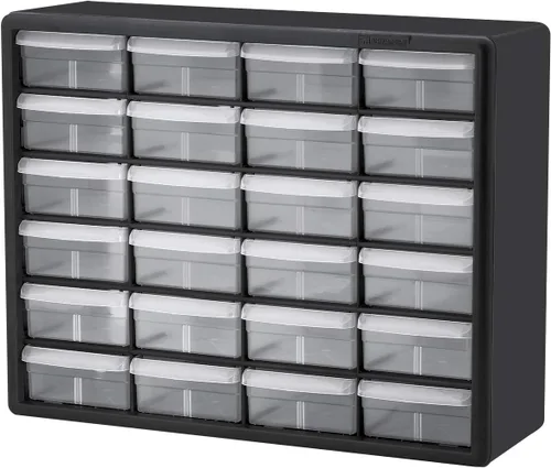 Miniatura 6 de 24 piezas de plástico para almacenamiento de herramientas y gabinete con cajones para manualidades de Akro-Mils 10124, medidas: 20 pulgadas x 16