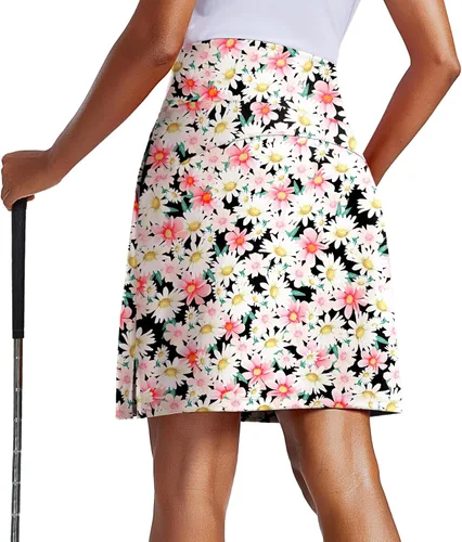 Miniatura 7 de PINSPARK Falda pantalón de 20 pulgadas para mujer, longitud a la rodilla, UPF 50+, faldas de golf con 3 bolsillos, cintura alta, falda pantalón