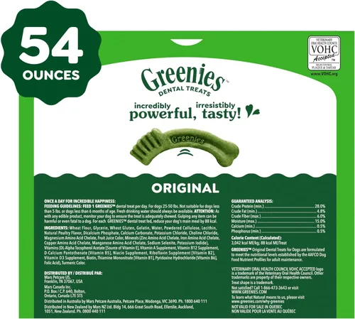 Miniatura 10 de Greenies Golosinas dentales regulares originales para perros, paquete de 54 onzas (54 golosinas)