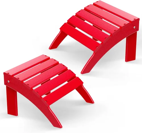 Miniatura 33 de Briopaws Otomana Adirondack plegable, silla Adirondack de polietileno de alta densidad resistente a la intemperie, reposapiés de plástico para Blanco