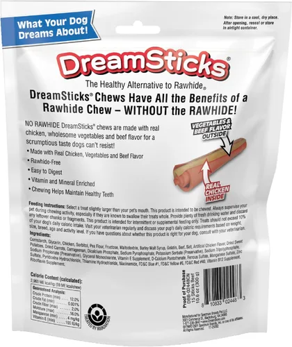 Miniatura 9 de DreamBone DreamSticks - Palitos masticables para perros sin cuero crudo hechos con carne de res y verduras reales, 15 palitos