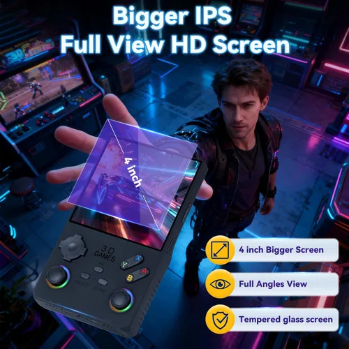 Miniatura 4 de Consola de juegos de mano retro V40 Max, tarjeta TF de 256GB con 40,000 juegos clásicos, pantalla IPS HD de 4.0 pulgadas, batería de 4000mAh, Negro