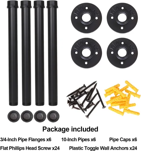 Miniatura 2 de Acrux7 Paquete de 6 percheros de 10 pulgadas para montaje en la pared, barra de ropa industrial de tubería industrial, colgador de metal rústico