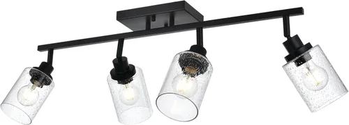 Miniatura 12 de 2-Luz de Pared con Foco y Sombra de Vidrio Sembrado, Iluminación Moderna de Techo en Níquel Cepillado para Pasillo y Baño