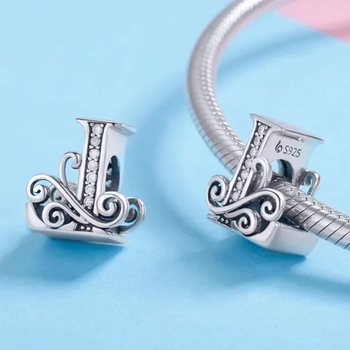 Miniatura 23 de BETTY&SARAH dije de plata esterlina 925 con forma de letra, para pulseras Pandora, letra del alfabeto, joya, regalo para mujer