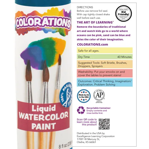 Miniatura 4 de Colorations - LWPACK - Pintura líquida para acuarela, 4 onzas líquidas, juego de 6, no tóxica, pintura, niños, manualidades, pasatiempos, diversión