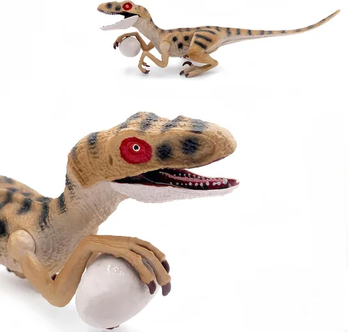Miniatura 6 de Gemini & Genius - Figura de acción de velociraptor con mandíbula móvil y manos, juguete de dinosaurio para niños